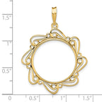 FJC Finejewelers 14 kt Yellow Gold Polished Curved Scroll 21.6mm Prong Coin Bezel Pendant