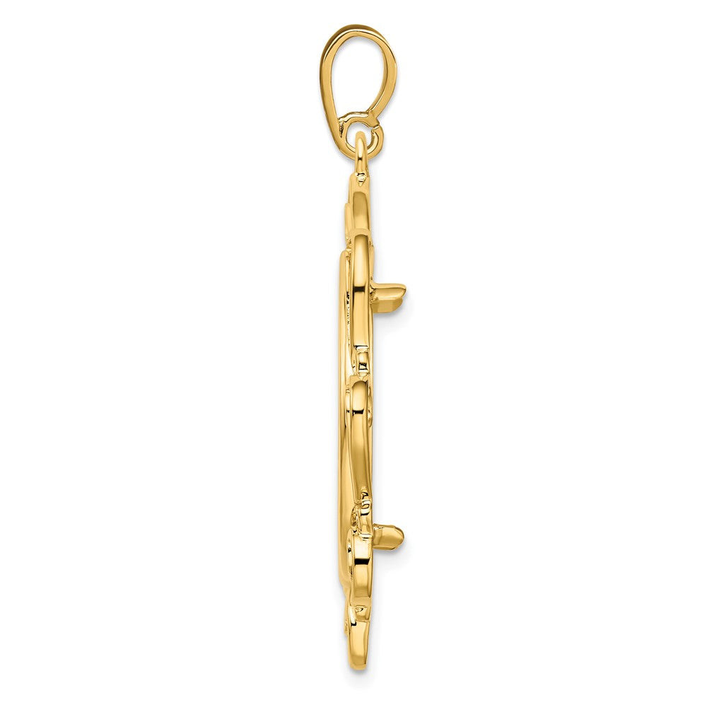 FJC Finejewelers 14 kt Yellow Gold Polished Curved Scroll 21.6mm Prong Coin Bezel Pendant