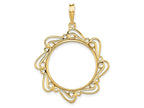 FJC Finejewelers 14 kt Yellow Gold Polished Curved Scroll 21.6mm Prong Coin Bezel Pendant