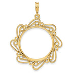 FJC Finejewelers 14 kt Yellow Gold Polished Curved Scroll 22.0mm Prong Coin Bezel Pendant