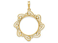FJC Finejewelers 14 kt Yellow Gold Polished Curved Scroll 22.0mm Prong Coin Bezel Pendant