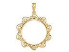 FJC Finejewelers 14 kt Yellow Gold Polished Curved Scroll 27.0mm Prong Coin Bezel Pendant