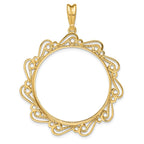 FJC Finejewelers 14 kt Yellow Gold Polished Curved Scroll 32.7mm Prong Coin Bezel Pendant
