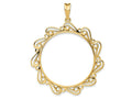 FJC Finejewelers 14 kt Yellow Gold Polished Curved Scroll 32.7mm Prong Coin Bezel Pendant