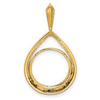 FJC Finejewelers 14 kt Yellow Gold Polished Teardrop Shaped 13.0mm Prong Coin Bezel Pendant