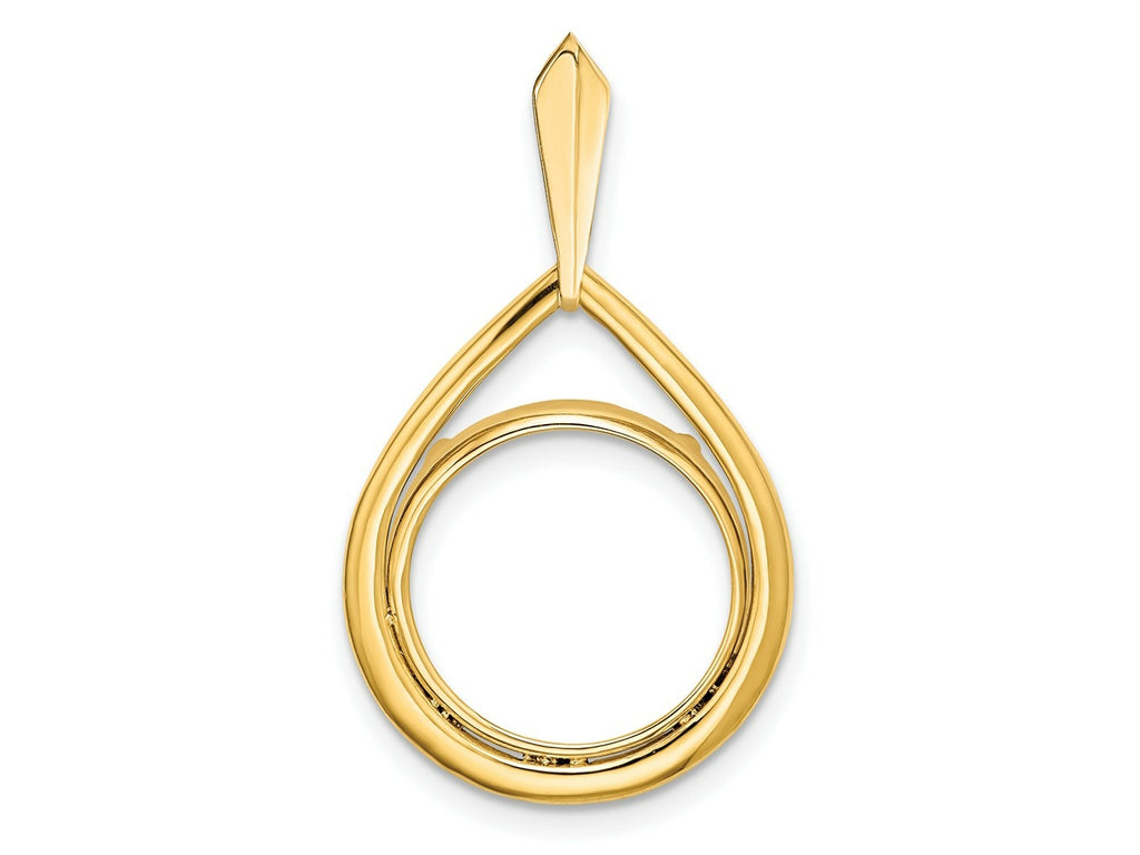 FJC Finejewelers 14 kt Yellow Gold Polished Teardrop Shaped 13.0mm Prong Coin Bezel Pendant