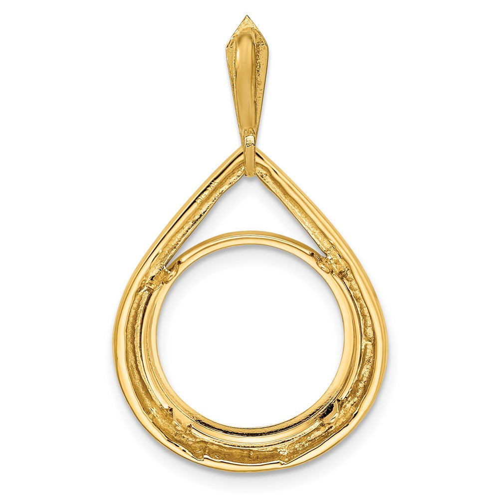 FJC Finejewelers 14 kt Yellow Gold Polished Teardrop Shaped 14.0mm Prong Coin Bezel Pendant