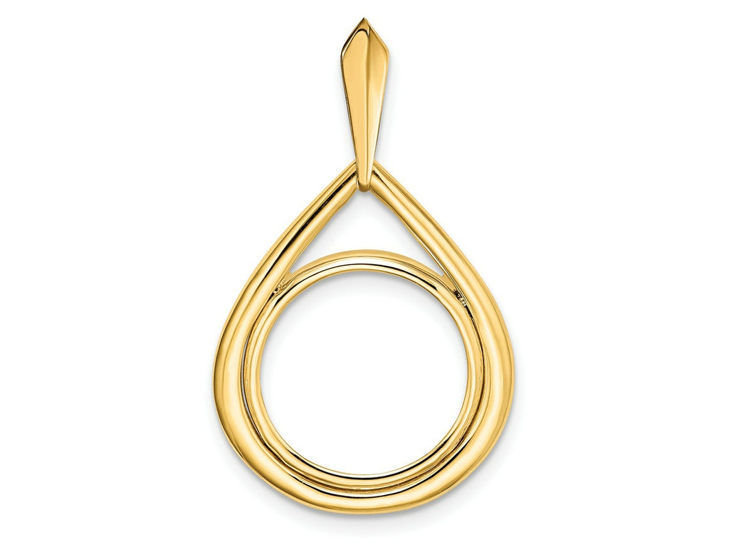 FJC Finejewelers 14 kt Yellow Gold Polished Teardrop Shaped 14.0mm Prong Coin Bezel Pendant