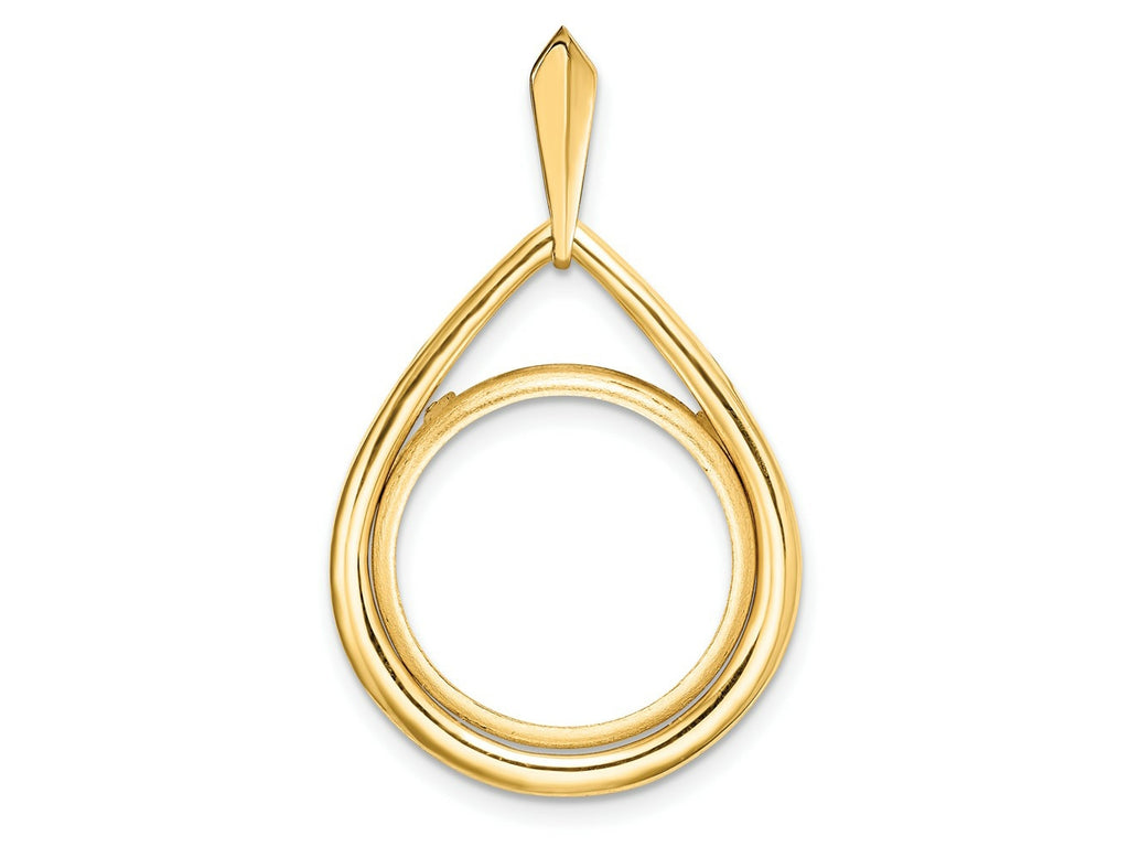 FJC Finejewelers 14 kt Yellow Gold Polished Teardrop Shaped 16.5mm Prong Coin Bezel Pendant