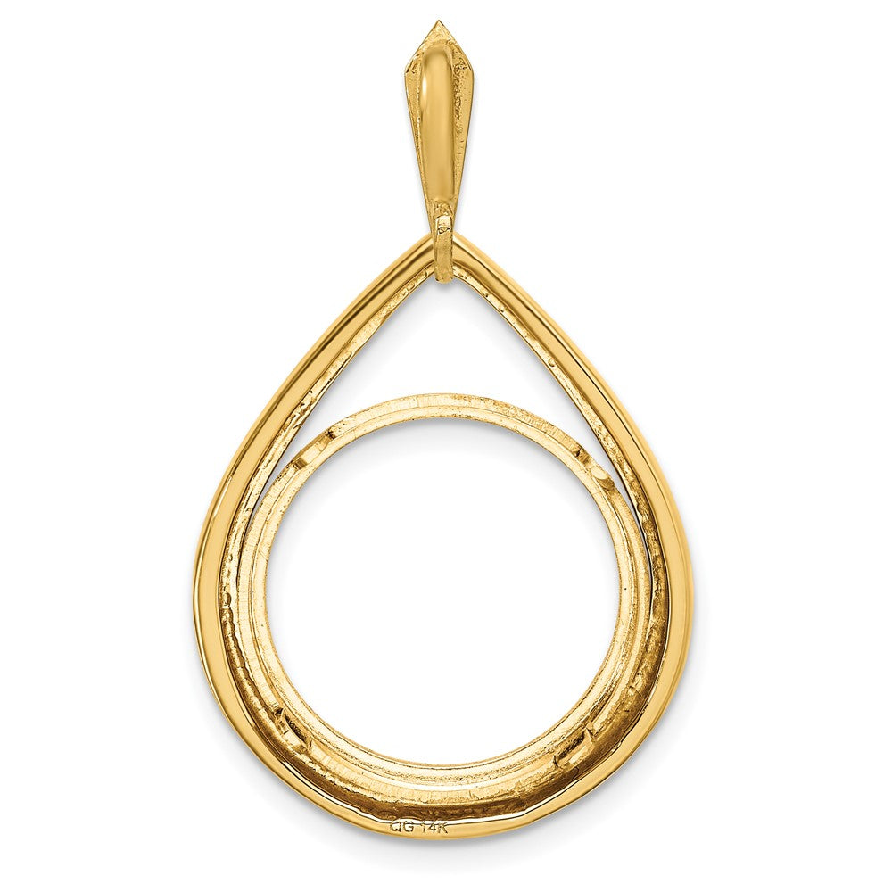FJC Finejewelers 14 kt Yellow Gold Polished Teardrop Shaped 17.8mm Prong Coin Bezel Pendant