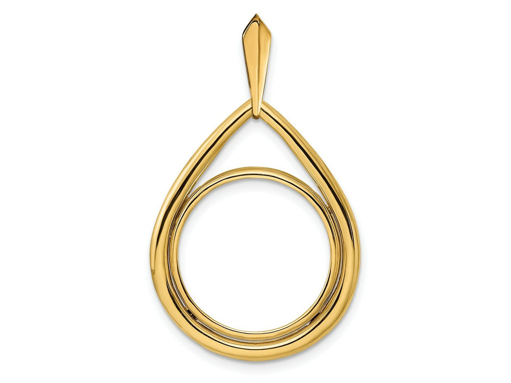 FJC Finejewelers 14 kt Yellow Gold Polished Teardrop Shaped 17.8mm Prong Coin Bezel Pendant