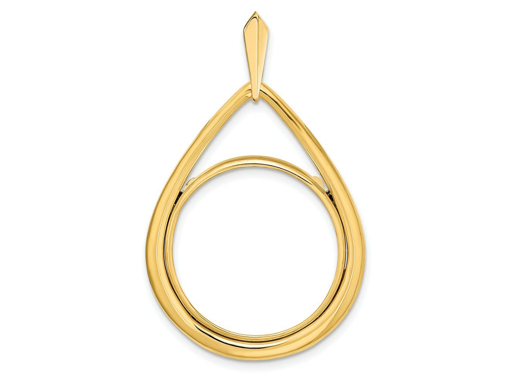 FJC Finejewelers 14 kt Yellow Gold Polished Teardrop Shaped 21.6mm Prong Coin Bezel Pendant