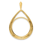FJC Finejewelers 14 kt Yellow Gold Polished Teardrop Shaped 22.0mm Prong Coin Bezel Pendant