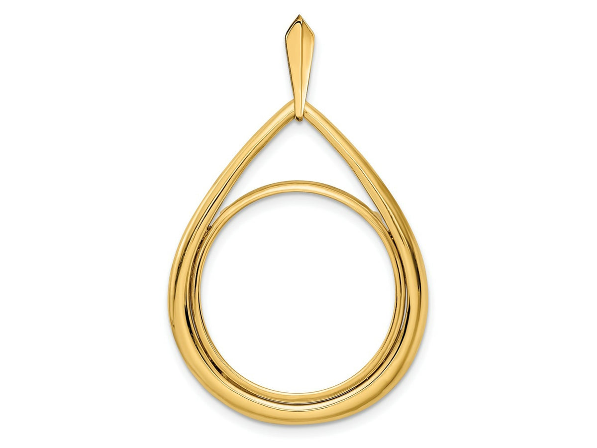 FJC Finejewelers 14 kt Yellow Gold Polished Teardrop Shaped 22.0mm Prong Coin Bezel Pendant