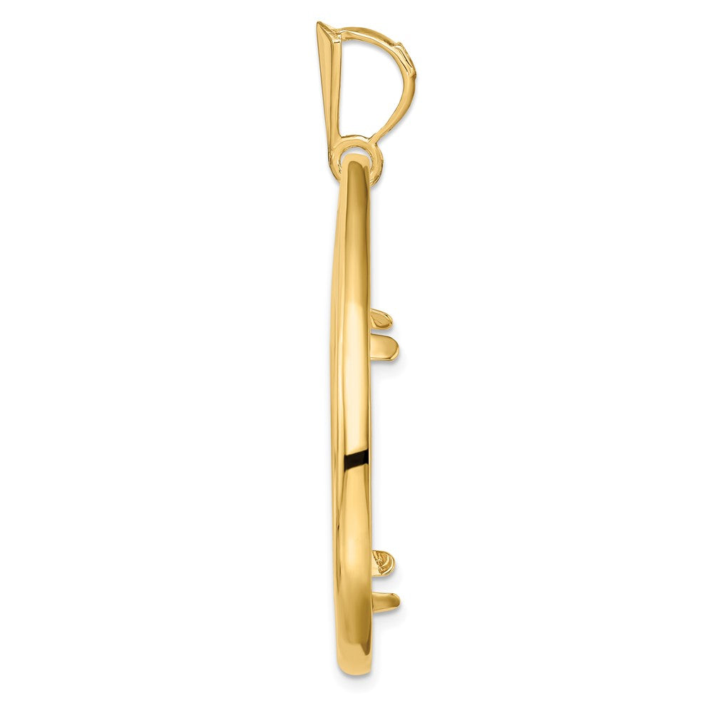 FJC Finejewelers 14 kt Yellow Gold Polished Teardrop Shaped 27.0mm Prong Coin Bezel Pendant