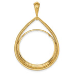 FJC Finejewelers 14 kt Yellow Gold Polished Teardrop Shaped 27.0mm Prong Coin Bezel Pendant