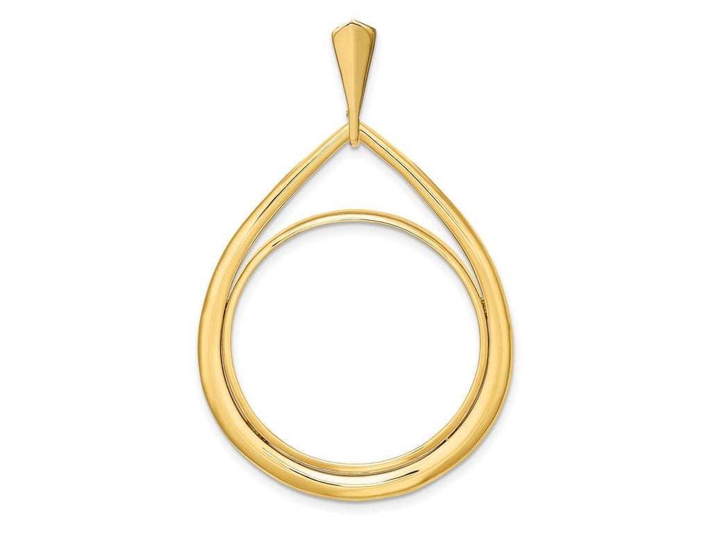 FJC Finejewelers 14 kt Yellow Gold Polished Teardrop Shaped 27.0mm Prong Coin Bezel Pendant
