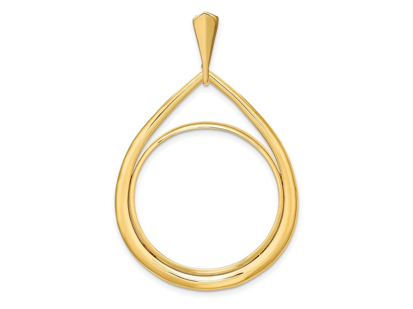FJC Finejewelers 14 kt Yellow Gold Polished Teardrop Shaped 27.0mm Prong Coin Bezel Pendant