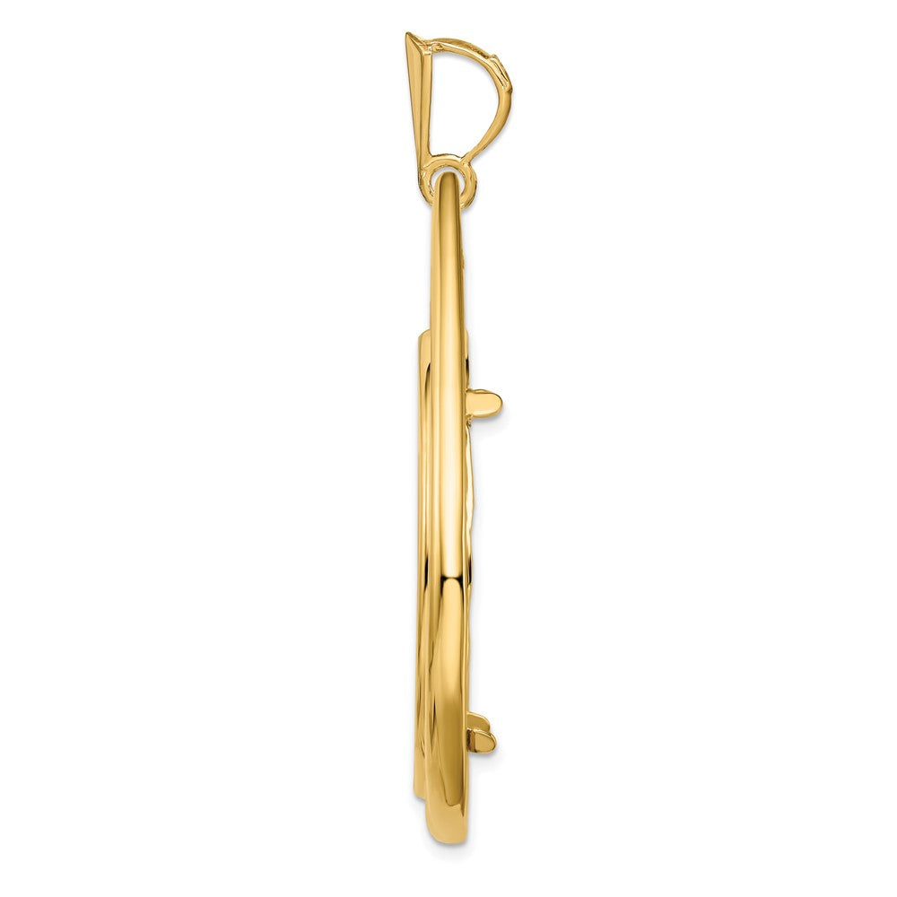 FJC Finejewelers 14 kt Yellow Gold Polished Teardrop Shaped 32.7mm Prong Coin Bezel Pendant