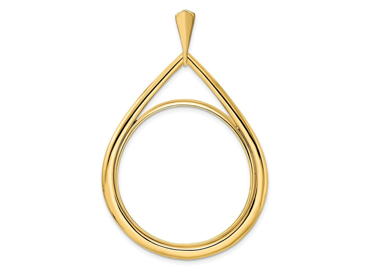 FJC Finejewelers 14 kt Yellow Gold Polished Teardrop Shaped 32.7mm Prong Coin Bezel Pendant