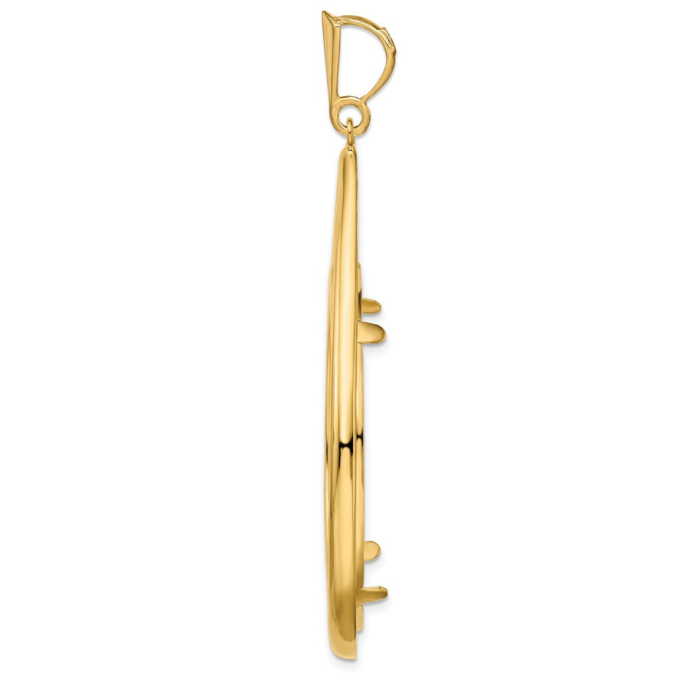 FJC Finejewelers 14 kt Yellow Gold Polished Teardrop Shaped 37.0mm Prong Coin Bezel Pendant