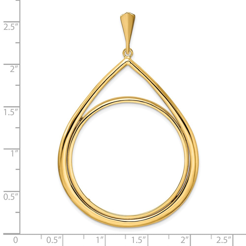 FJC Finejewelers 14 kt Yellow Gold Polished Teardrop Shaped 37.0mm Prong Coin Bezel Pendant