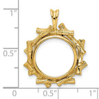 FJC Finejewelers 14 kt Yellow Gold and Textured Overlap Bamboo 14mm Prong Coin Bezel Pendant