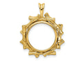 FJC Finejewelers 14 kt Yellow Gold and Textured Overlap Bamboo 14mm Prong Coin Bezel Pendant
