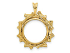 FJC Finejewelers 14 kt Yellow Gold and Textured Overlap Bamboo 14mm Prong Coin Bezel Pendant
