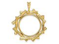 FJC Finejewelers 14 kt Yellow Gold and Textured Overlap Bamboo 18mm Prong Coin Bezel Pendant