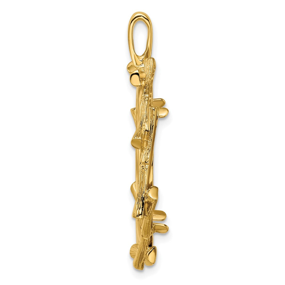 FJC Finejewelers 14 kt Yellow Gold and Textured Overlap Bamboo 22mm Prong Coin Bezel Pendant
