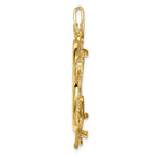 FJC Finejewelers 14 kt Yellow Gold and Textured Overlap Bamboo 27mm Prong Coin Bezel Pendant