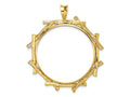 FJC Finejewelers 14 kt Yellow Gold and Textured Overlap Bamboo 32mm Prong Coin Bezel Pendant
