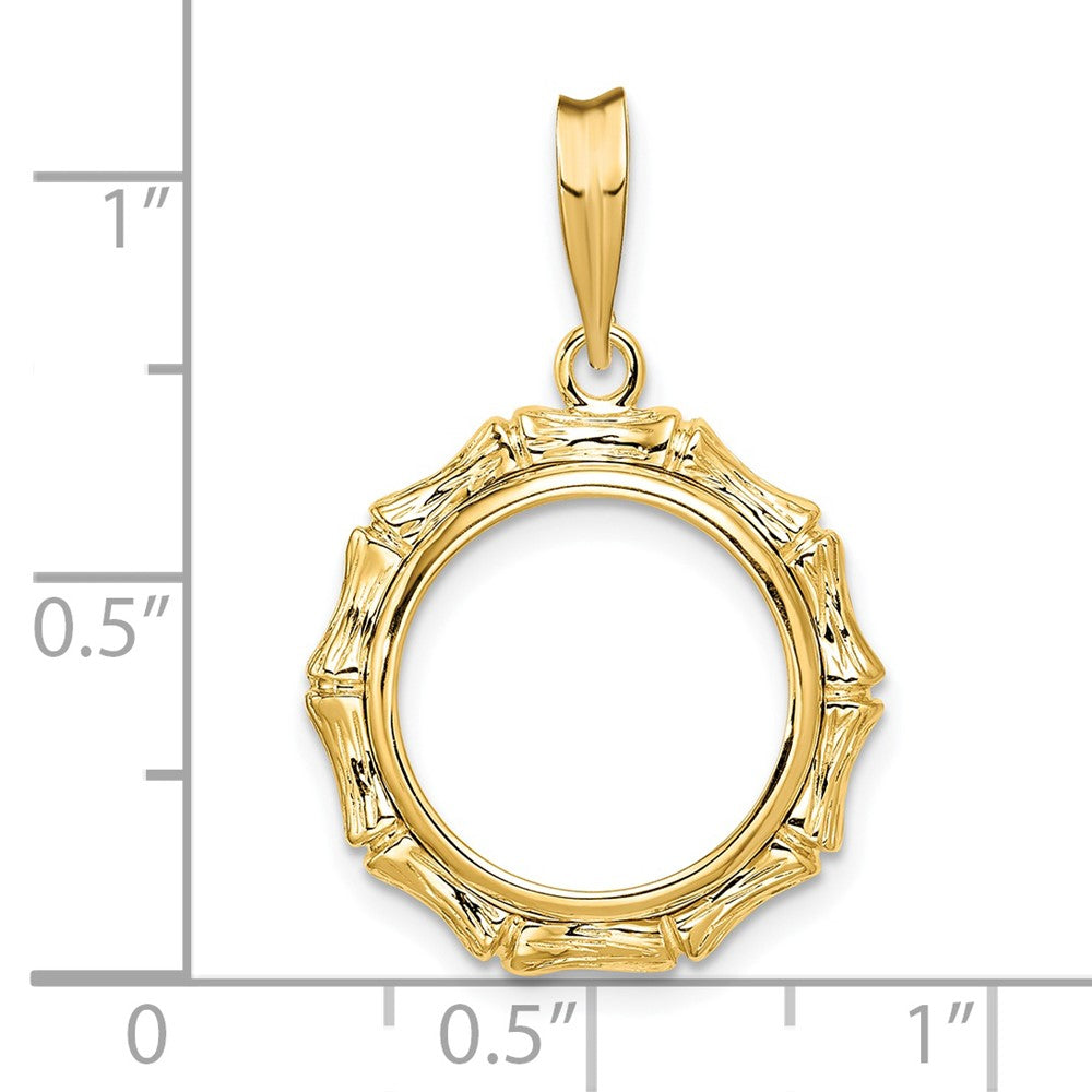 FJC Finejewelers 14 kt Yellow Gold and Textured Bamboo 14.0mm Prong Coin Bezel Pendant