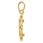 FJC Finejewelers 14 kt Yellow Gold and Textured Bamboo 14.0mm Prong Coin Bezel Pendant