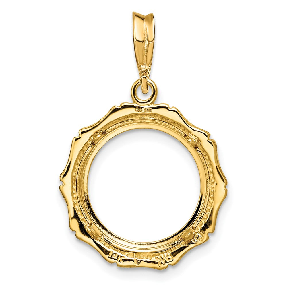 FJC Finejewelers 14 kt Yellow Gold and Textured Bamboo 14.0mm Prong Coin Bezel Pendant