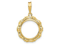 FJC Finejewelers 14 kt Yellow Gold and Textured Bamboo 14.0mm Prong Coin Bezel Pendant