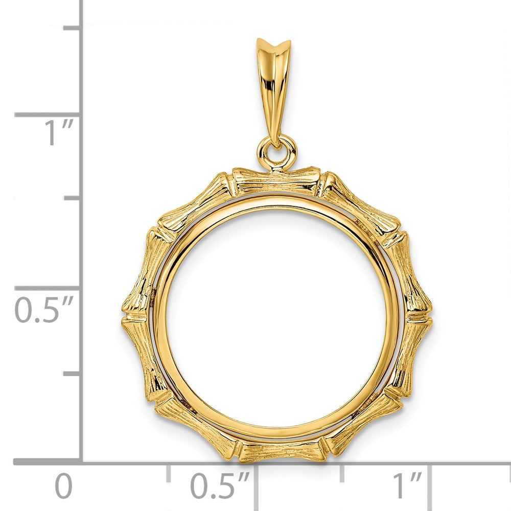 FJC Finejewelers 14 kt Yellow Gold and Textured Bamboo 18.0mm Prong Coin Bezel Pendant