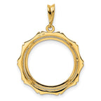 FJC Finejewelers 14 kt Yellow Gold and Textured Bamboo 18.0mm Prong Coin Bezel Pendant