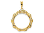 FJC Finejewelers 14 kt Yellow Gold and Textured Bamboo 18.0mm Prong Coin Bezel Pendant