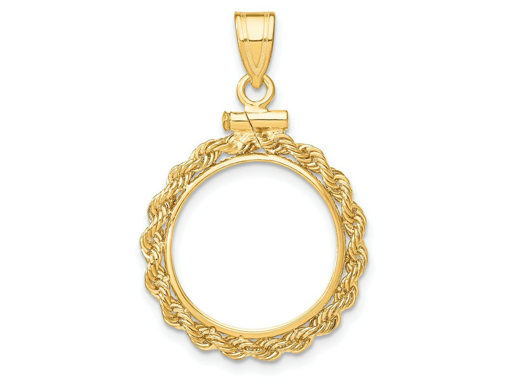 FJC Finejewelers 14 kt Yellow Gold Rope 15.0mm x 0.8mm Screw Top Coin Bezel Pendant