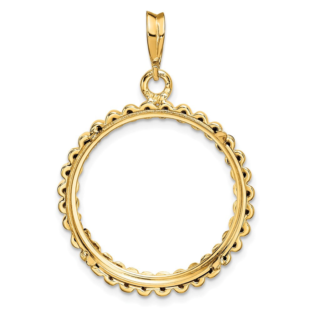 FJC Finejewelers 14 kt Yellow Gold Polished Fluted 22.0mm Prong Coin Bezel Pendant