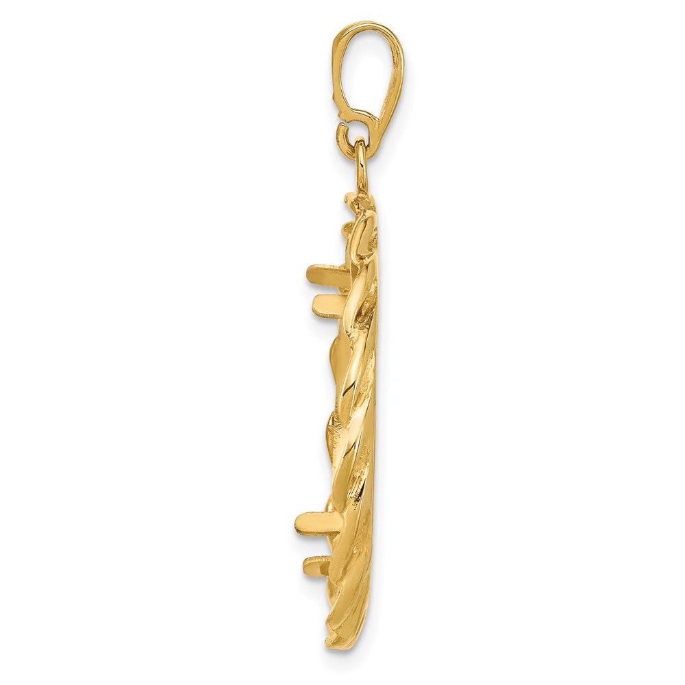 FJC Finejewelers 14 kt Yellow Gold Polished Filigree Waved 21.6mm Prong Coin Bezel Pendant