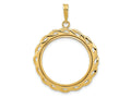 FJC Finejewelers 14 kt Yellow Gold Polished Filigree Waved 21.6mm Prong Coin Bezel Pendant