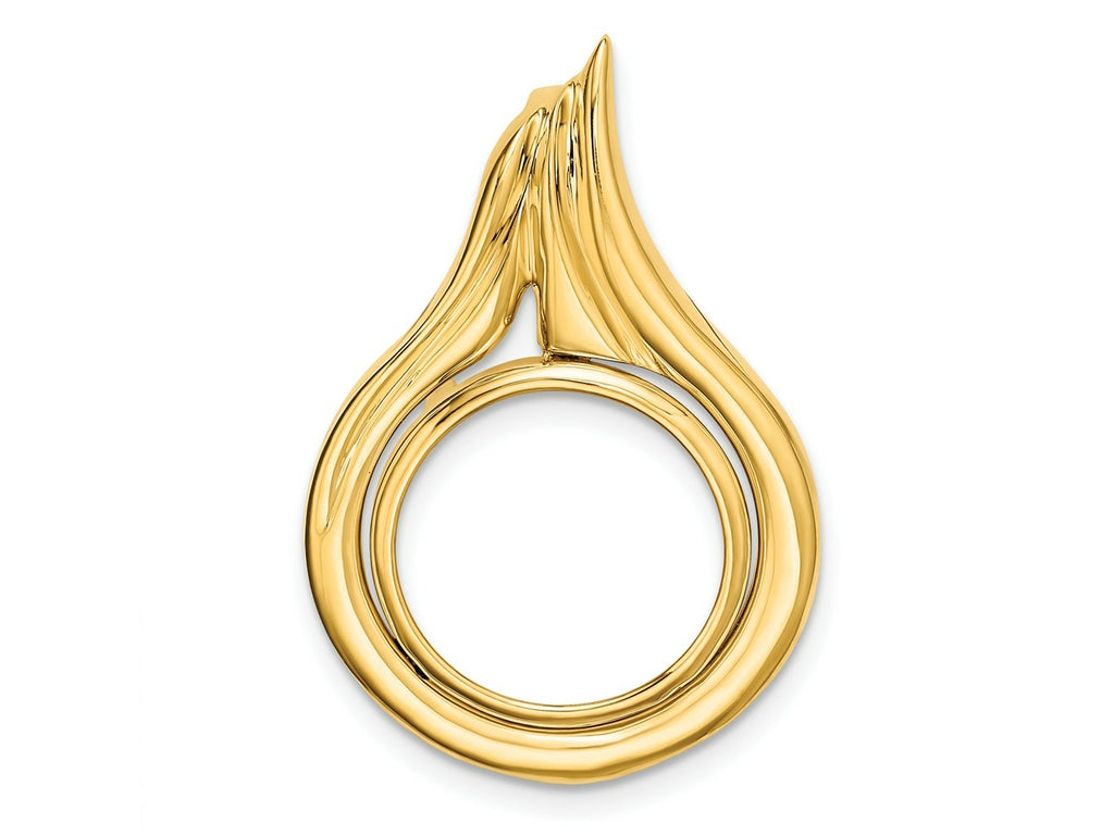 FJC Finejewelers 14 kt Yellow Gold Polished Curved Teardrop 14.0mm Prong Coin Bezel Pendant