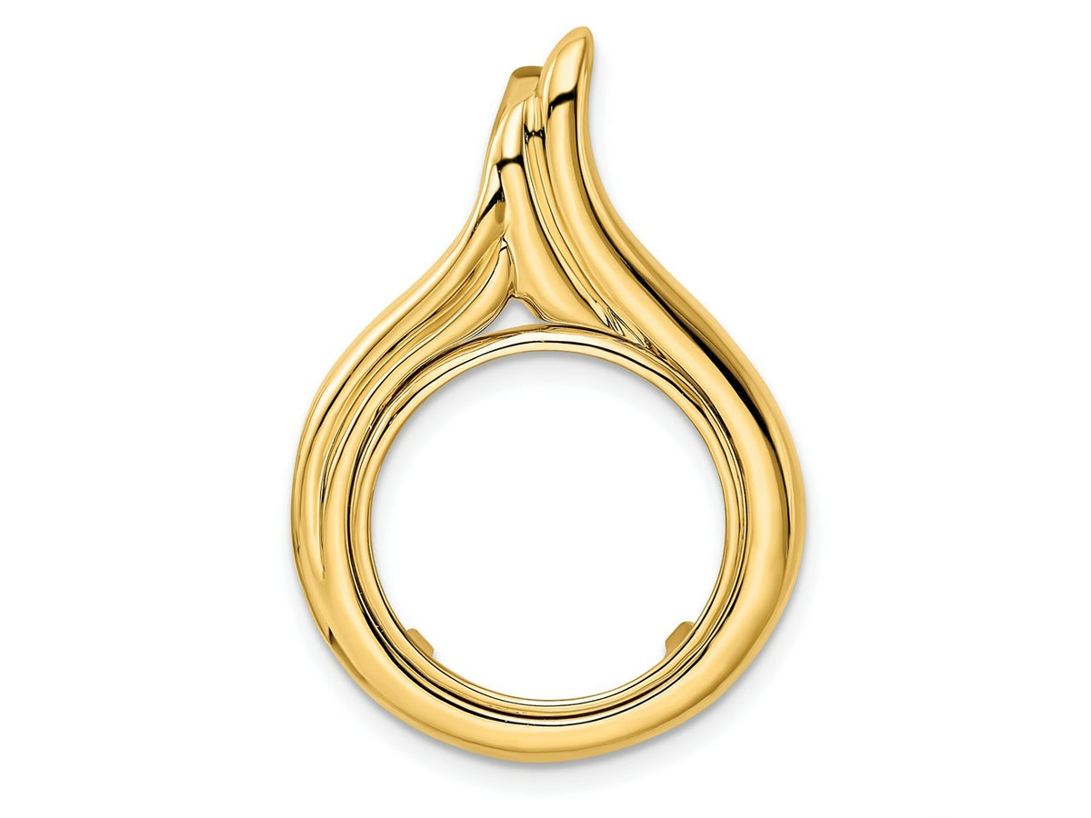 FJC Finejewelers 14 kt Yellow Gold Polished Curved Teardrop 16.5mm Prong Coin Bezel Pendant