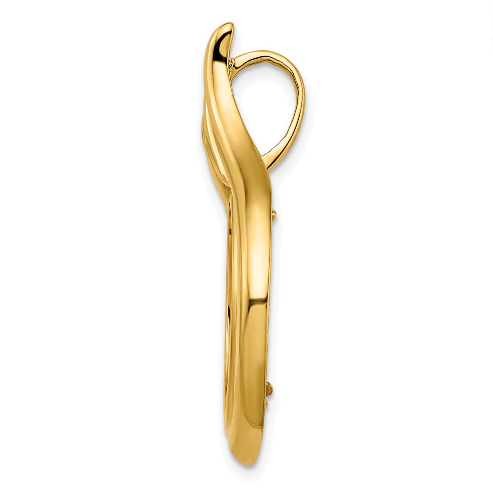 FJC Finejewelers 14 kt Yellow Gold Polished Curved Teardrop 17.8mm Prong Coin Bezel Pendant