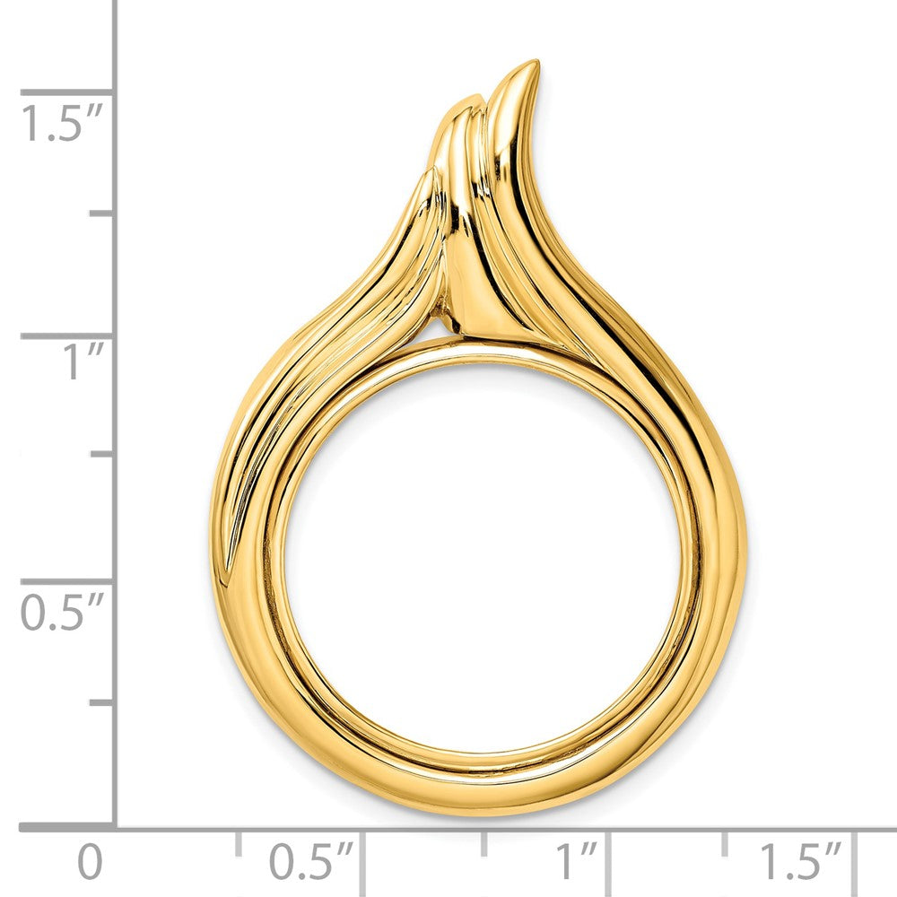 FJC Finejewelers 14 kt Yellow Gold Polished Curved Teardrop 22.0mm Prong Coin Bezel Pendant