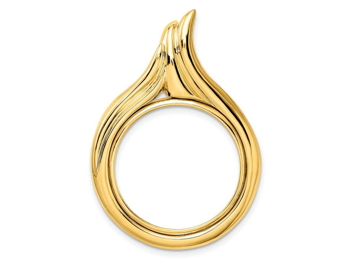 FJC Finejewelers 14 kt Yellow Gold Polished Curved Teardrop 22.0mm Prong Coin Bezel Pendant