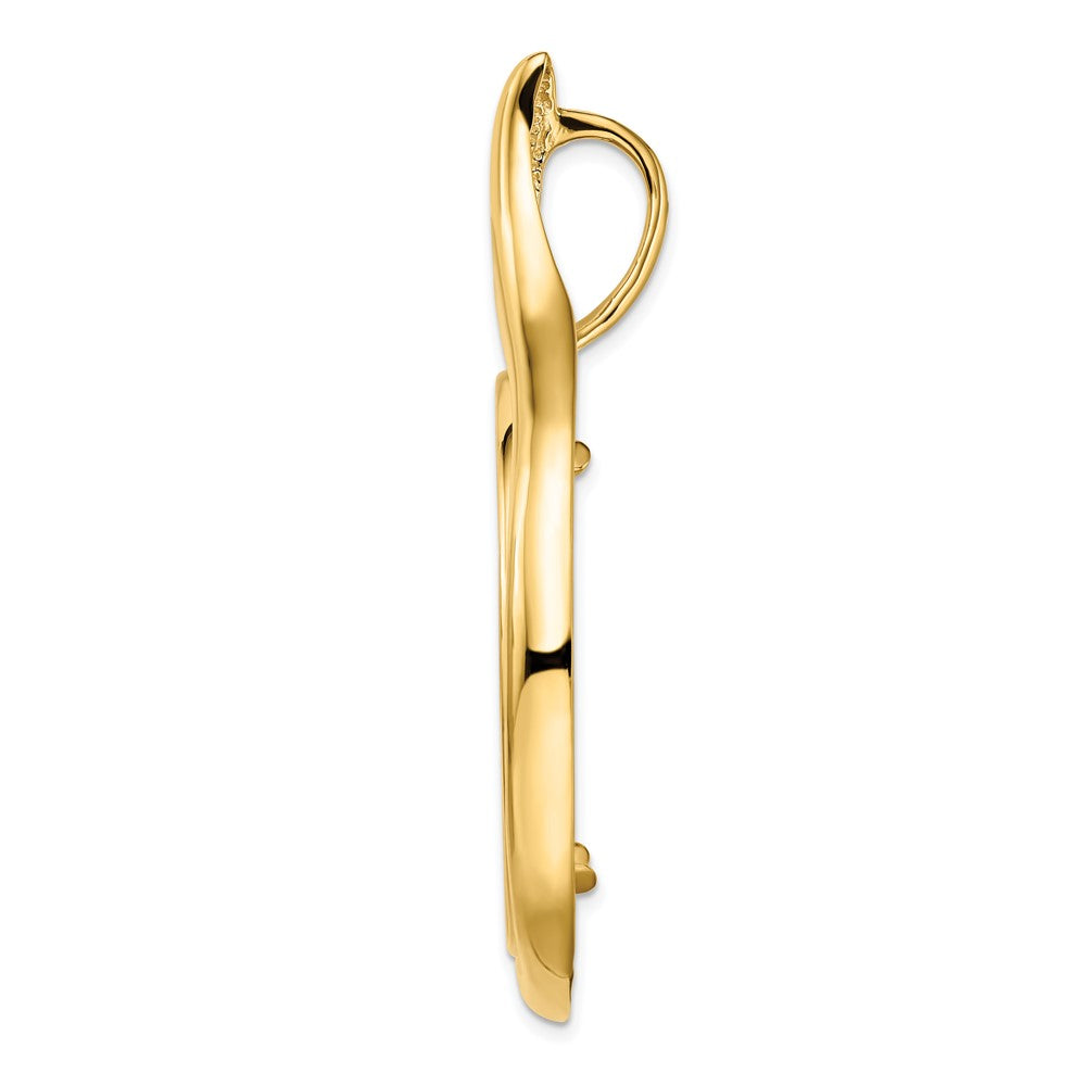 FJC Finejewelers 14 kt Yellow Gold Polished Curved Teardrop 34.2mm Prong Coin Bezel Pendant